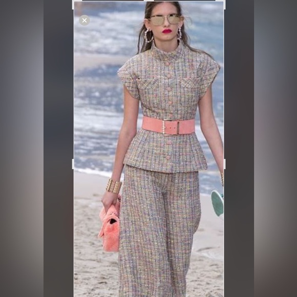 🦄Rare CHANEL Hot Pink Terry Cloth Faux Sherpa Fur Cocoa Beach Abstract Interior - Picture 7 of 16